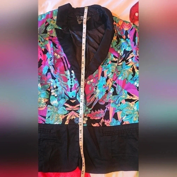 Nicole Miller Colorful Tropical Floral Long Sleeve Blazer Size Large - Picture 8 of 11
